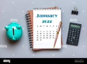 calculadora com moedas e calendario aberto