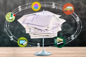 carro com simbolo de dinheiro e documentos atrasados