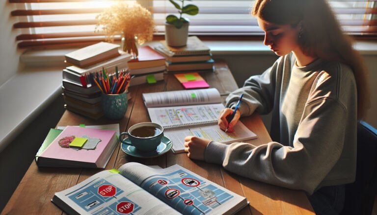 estudante concentrado estudando para prova teorica