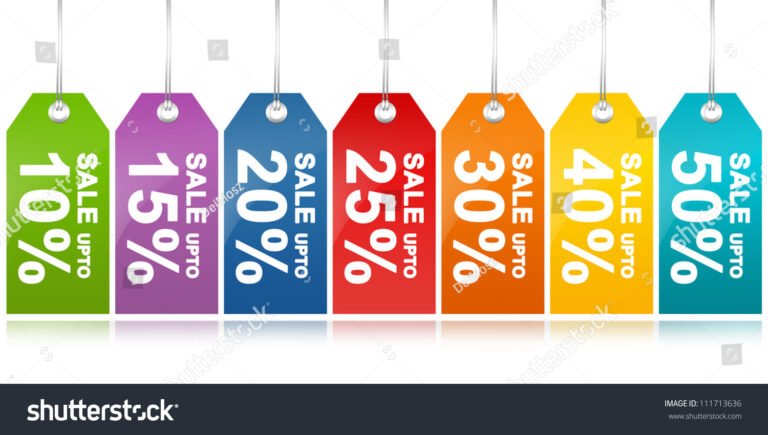 etiqueta de preco com porcentagem de desconto colorida