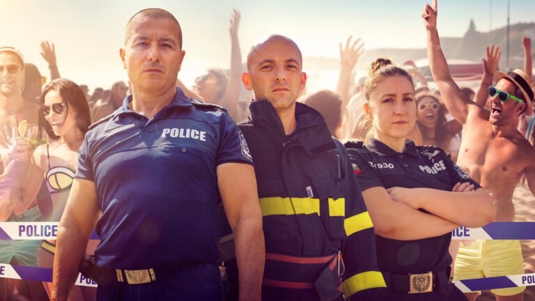 funcionarios comemorando ferias em praia ensolarada