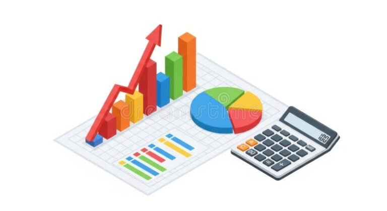 grafico de barras com calculo financeiro colorido