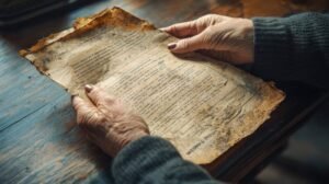 maos segurando documentos oficiais antigos