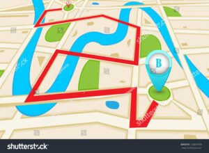 mapa com rota destacada em destaque