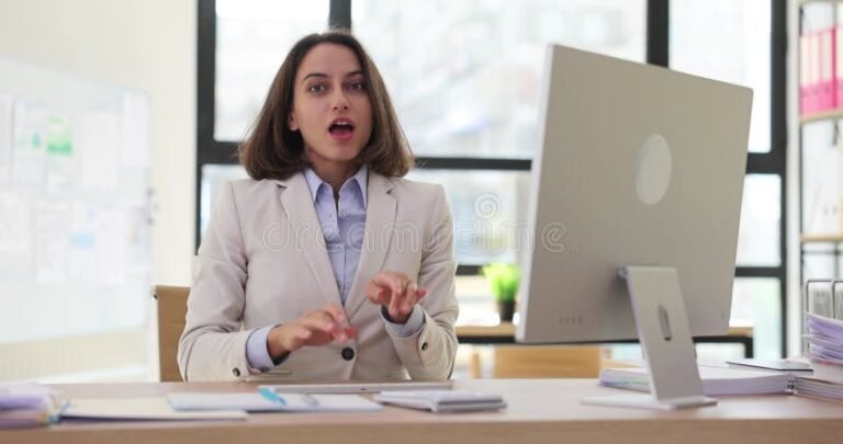 mulher pensativa no ambiente de trabalho vazio