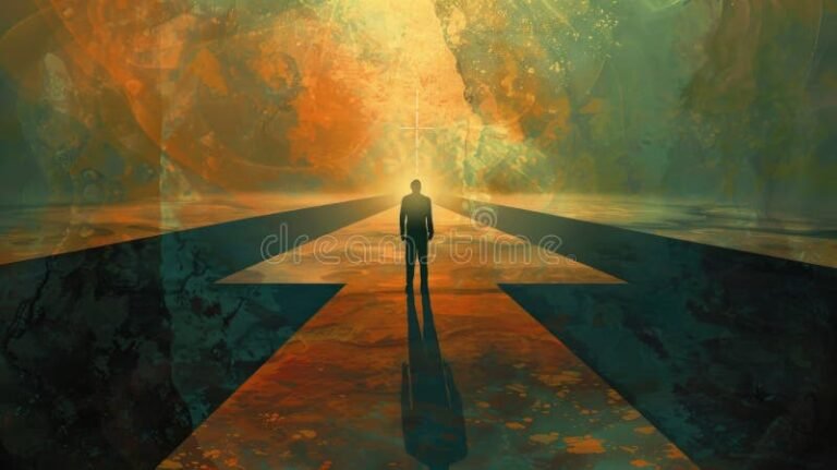 pessoa refletindo entre caminhos distintos