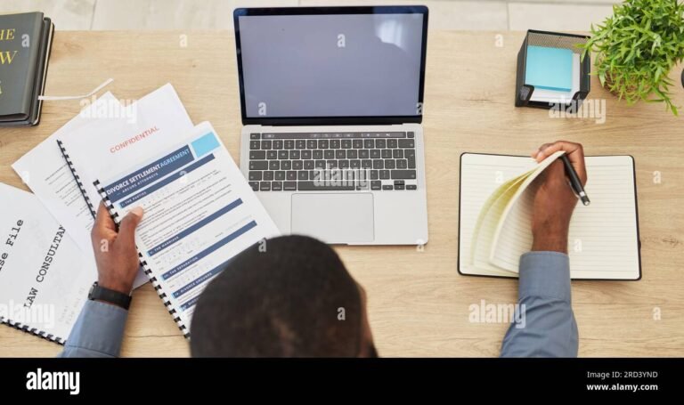 Como Ter Acesso a Processos Judiciais De Forma Rápida e Legal 2 pessoa usando laptop com documentos legais