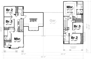 planta baixa de duas casas lado a lado