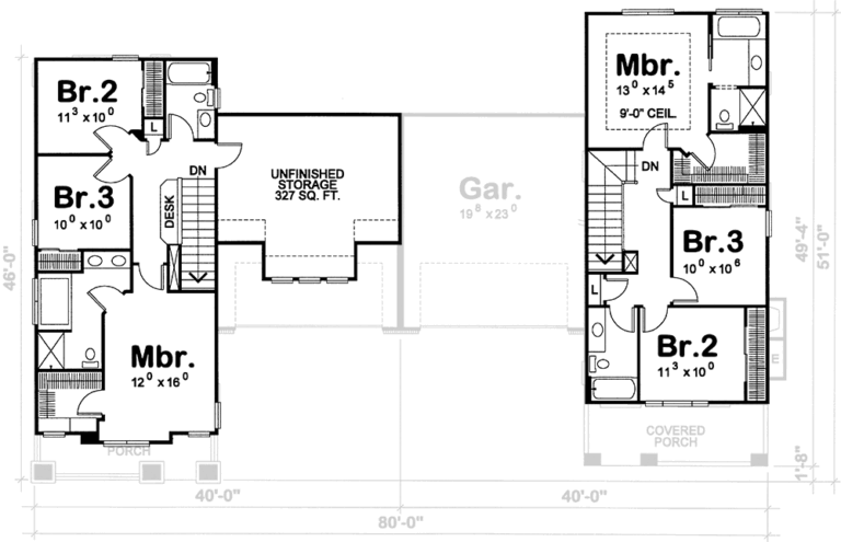 planta baixa de duas casas lado a lado