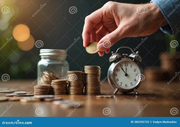 relogio com calendario e mao segurando dinheiro