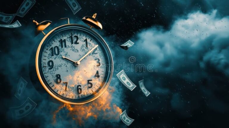 relogio marcando atraso com moedas ao lado