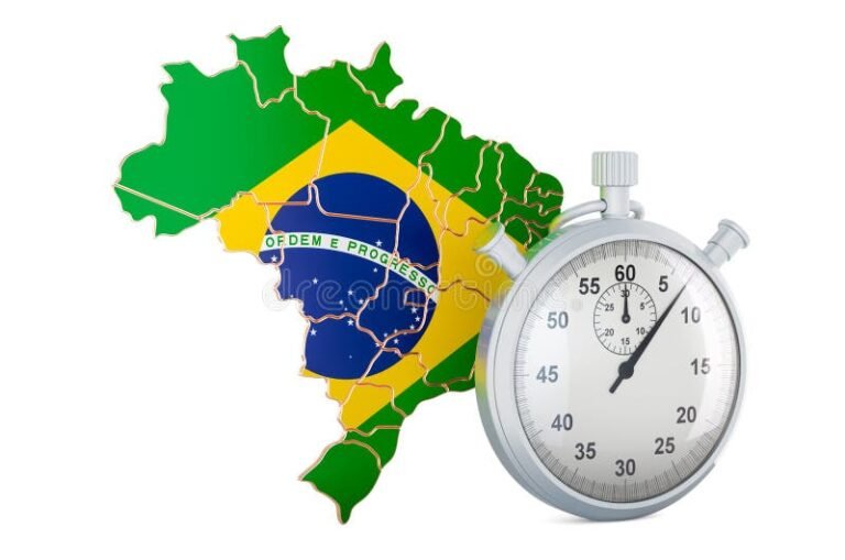 relogio marcando horas com mapa do brasil